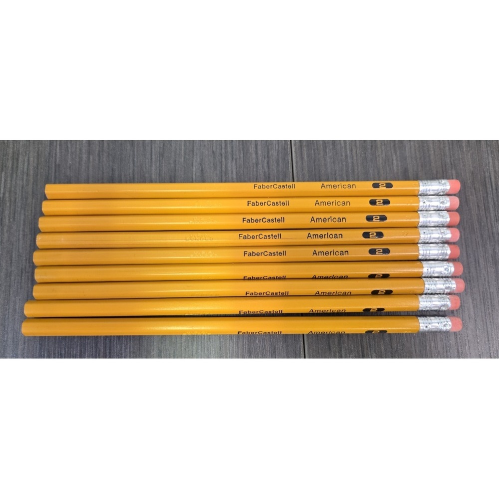 Vintage Faber Castell American Quality No.2 Pencils (9) Unsharpened USA MADE
